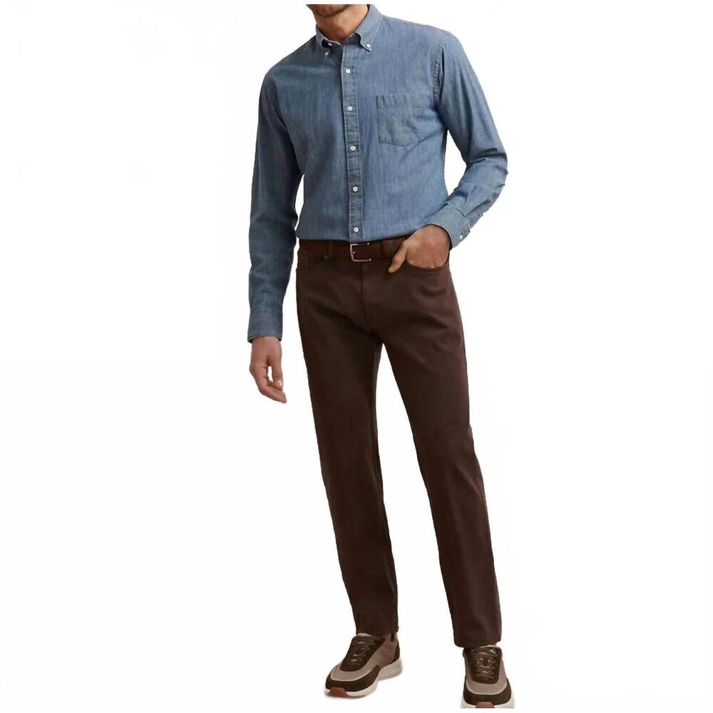 NEW PETER MILLAR men's sig sateen five pocket pant in french press